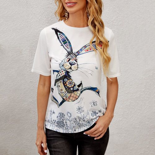 T-shirt à motif plante lapin - SHEIN - Modalova