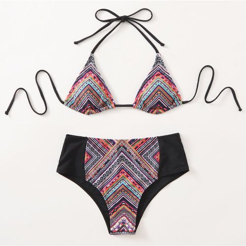 Bikini ras-du-cou avec imprimé géométrique - SHEIN - Modalova