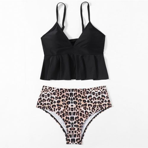 Bikini à imprimé léopard avec plis - SHEIN - Modalova