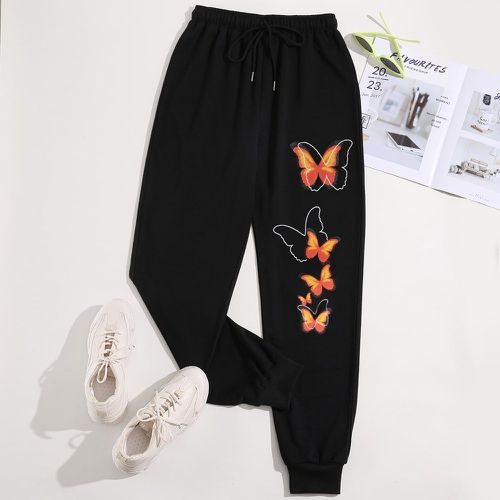Pantalon de survêtement à imprimé papillon à cordon - SHEIN - Modalova