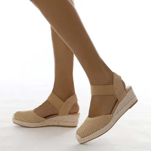 Chaussures espadrilles compensées minimaliste en tricot - SHEIN - Modalova
