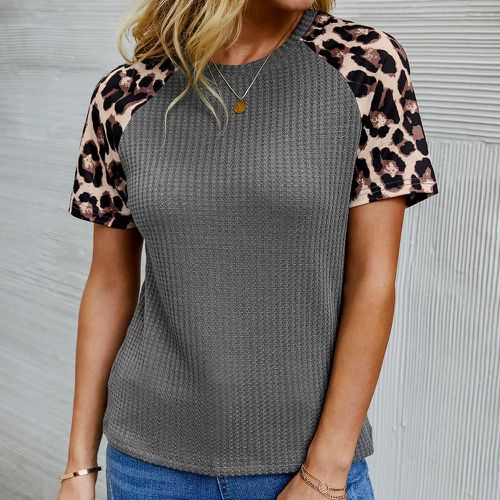 T-shirt à léopard côtelé - SHEIN - Modalova