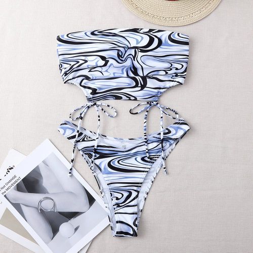 Bikini bandeau avec motif fluide abstrait - SHEIN - Modalova