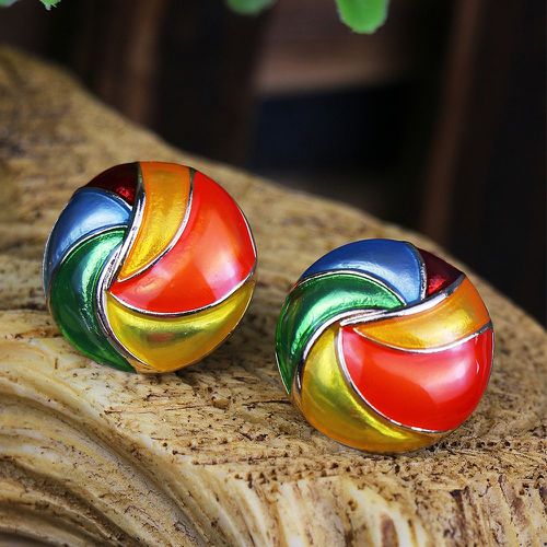 Boucles d'oreilles rondes avec blocs de couleurs - SHEIN - Modalova