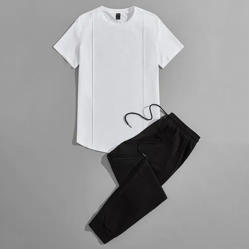 T-shirt unicolore & Pantalon de survêtement - SHEIN - Modalova