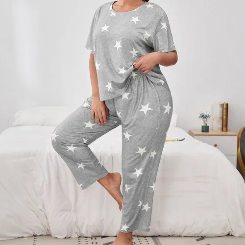 Ensemble de pyjama pantalon et t-shirt à imprimé étoiles - SHEIN - Modalova