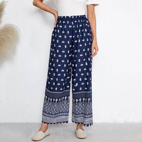 Pantalon ample à imprimé floral et géométrique - SHEIN - Modalova