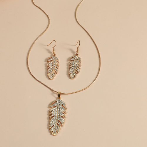 Pièces Set de bijoux design plume à strass - SHEIN - Modalova