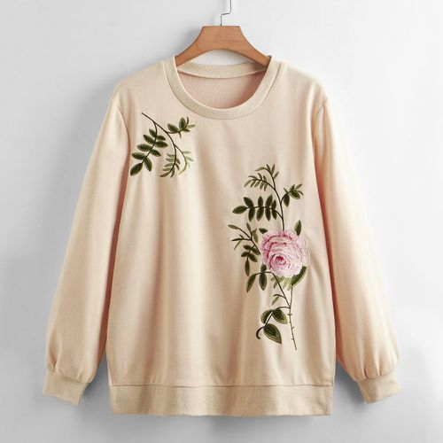 Sweat-shirt avec broderie florale - SHEIN - Modalova