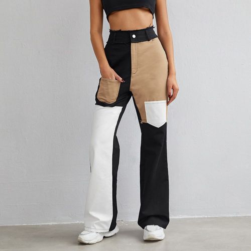 Pantalon droit à blocs de couleurs taille haute - SHEIN - Modalova