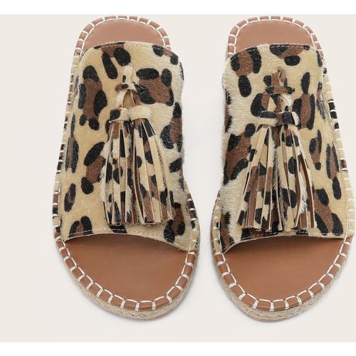 Sandales plates à motif léopard à franges - SHEIN - Modalova