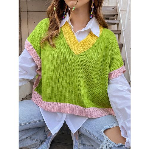 Top en tricot à blocs de couleurs carré (sans blouse) - SHEIN - Modalova