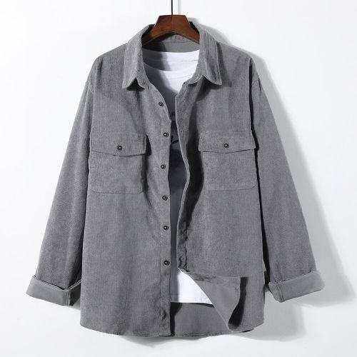 Chemise poche à rabat à bouton en velours côtelé (sans t-shirt) - SHEIN - Modalova