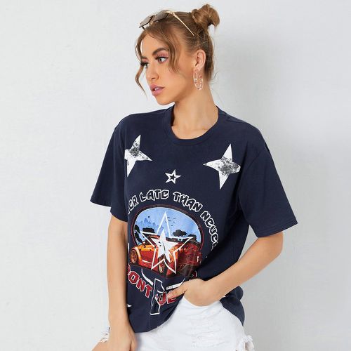T-shirt à imprimé slogan et étoile - SHEIN - Modalova