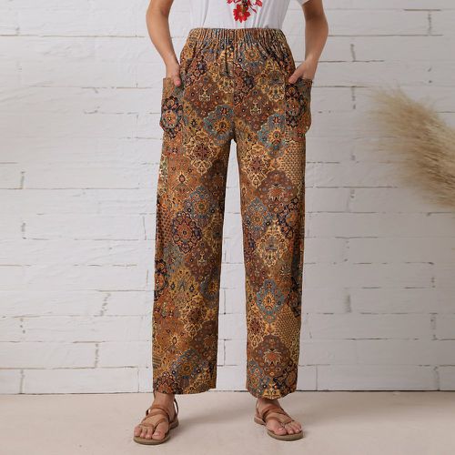 Pantalon à imprimé floral à poche taille élastique - SHEIN - Modalova