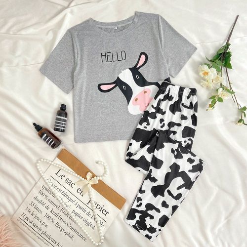 Ensemble de pyjama avec motif tacheture et vache - SHEIN - Modalova