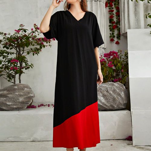 Robe tunique col en V bicolore - SHEIN - Modalova