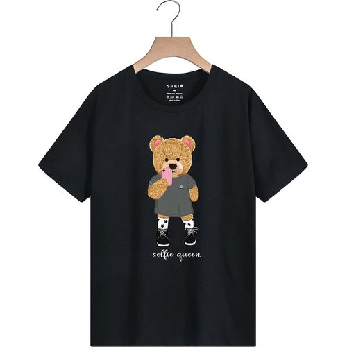 T-shirt à motif ours dessin animé et lettre - SHEIN - Modalova