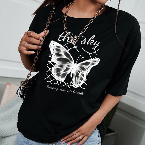 T-shirt oversize papillon et slogan - SHEIN - Modalova