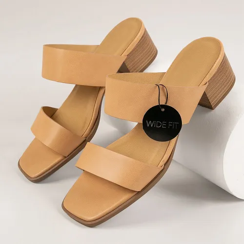 Chaussures à talons hauts en similicuir à bout carré glissantes - SHEIN - Modalova