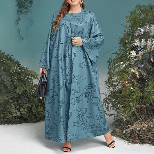 Robe à imprimé floral à plis & Manteau - SHEIN - Modalova