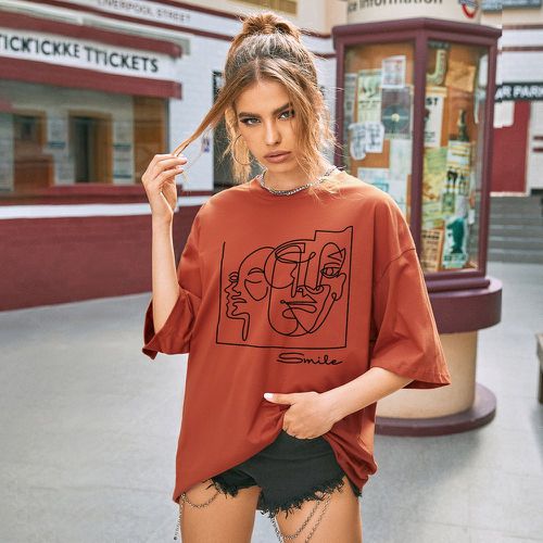 T-shirt oversize figure abstraite à lettres - SHEIN - Modalova