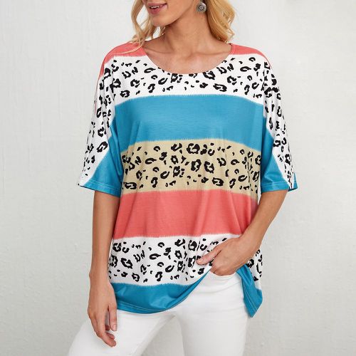 T-shirt à blocs de couleurs avec manches chauve-souris - SHEIN - Modalova