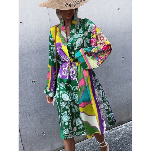 Kimono à imprimé foulard ceinturé - SHEIN - Modalova