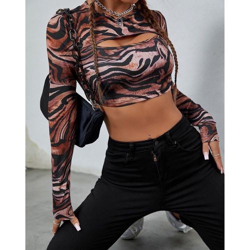 T-shirt court peau de tigre à imprimé découpé - SHEIN - Modalova