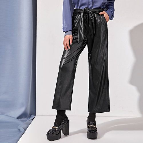 Pantalon à poche à nœud en cuir PU - SHEIN - Modalova