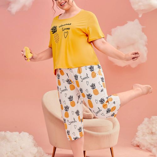 Ensemble de pyjama pantalon et t-shirt à imprimé ananas - SHEIN - Modalova