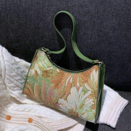 Sac porté épaule à imprimé floral avec zip - SHEIN - Modalova