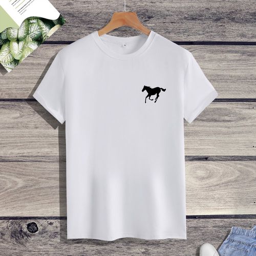 Homme T-shirt à imprimé cheval - SHEIN - Modalova