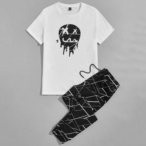 T-shirt dessin animé & Pantalon de survêtement à imprimé géométrique à cordon - SHEIN - Modalova