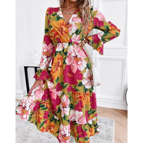 Robe à imprimé floral à volants manches évasées - SHEIN - Modalova