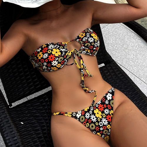 Bikini à imprimé floral croisé - SHEIN - Modalova