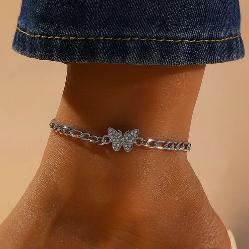 Bracelet de cheville avec papillon à zircone cubique - SHEIN - Modalova