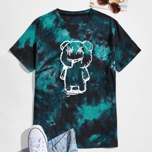T-shirt tie dye avec imprimé ours - SHEIN - Modalova