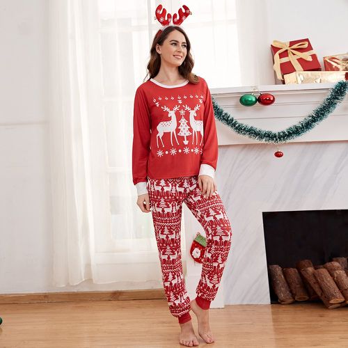 Pièce Haut de pyjama avec motif cerf Noël et arbre & 1 pièce Pantalon à domicile - SHEIN - Modalova