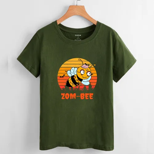 T-shirt halloween abeille & lettre - SHEIN - Modalova