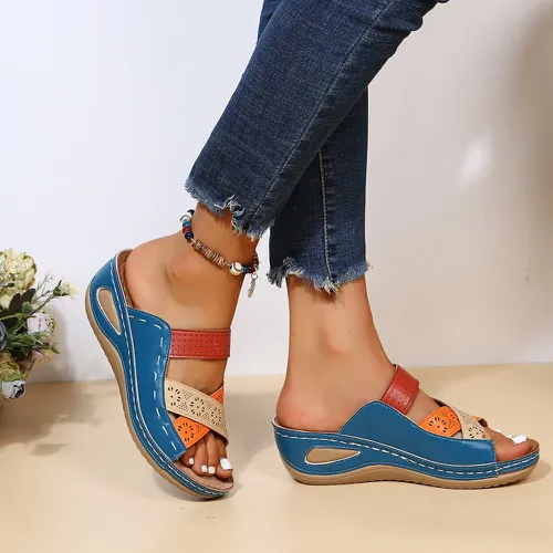 Sandales compensées géométriques colorblock - SHEIN - Modalova
