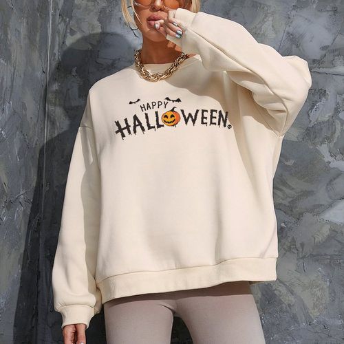 Sweat-shirt à motif citrouille et slogan Halloween - SHEIN - Modalova