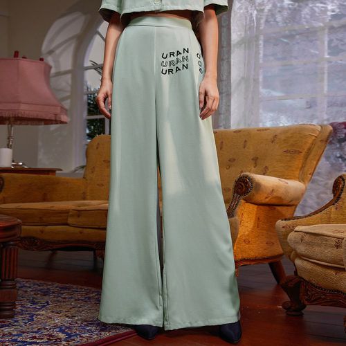 Pantalon ample géométrique à motif de lettre - SHEIN - Modalova