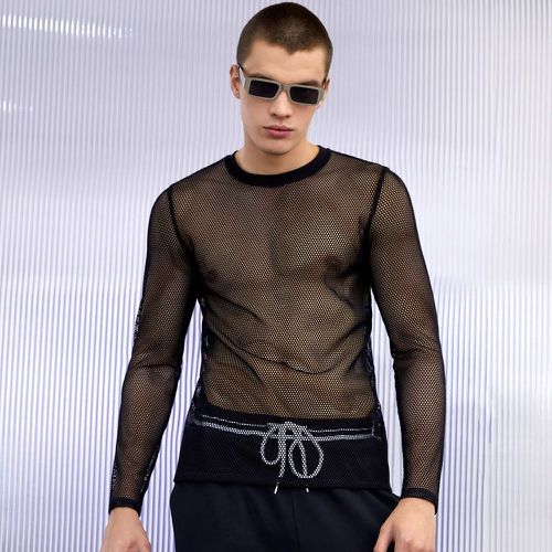 T-shirt manches longues semi-transparent à tulle - SHEIN - Modalova
