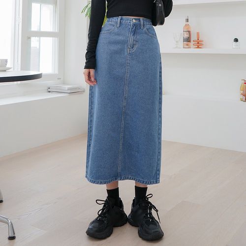 Jupe en jean taille haute à poche - SHEIN - Modalova