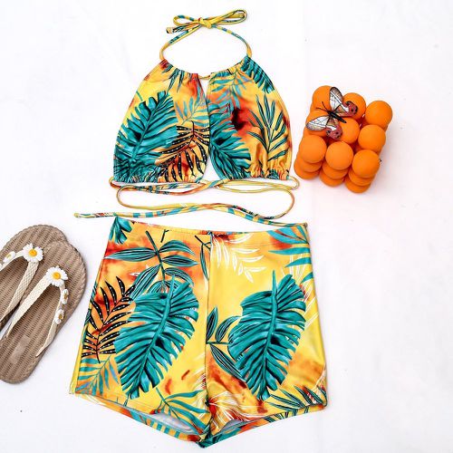 Bikini à imprimé tropical à lacets - SHEIN - Modalova