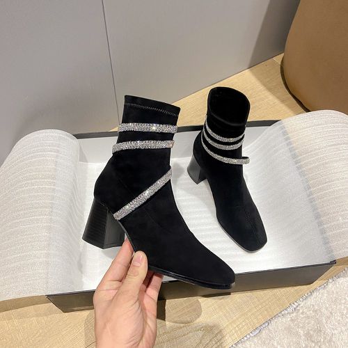 Bottes chaussettes en suédine avec strass glissant - SHEIN - Modalova