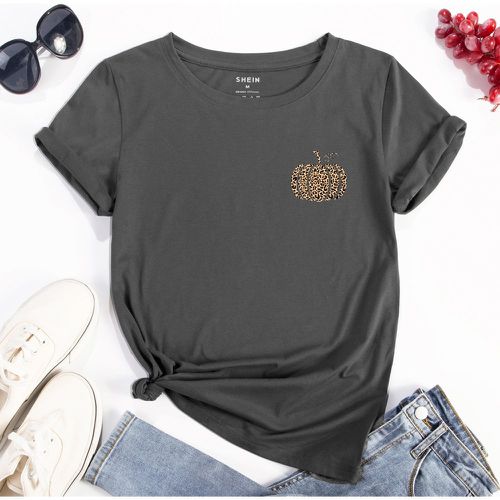 T-shirt léopard et à imprimé citrouille - SHEIN - Modalova