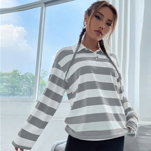 T-shirt col polo à rayures - SHEIN - Modalova