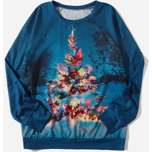 Sweat-shirt à imprimé arbre de Noël à manches raglan - SHEIN - Modalova